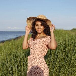 Women's Deep Orange Floral Button-Front Dress